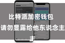 比特派加密钱包  请勿显露给他东说念主